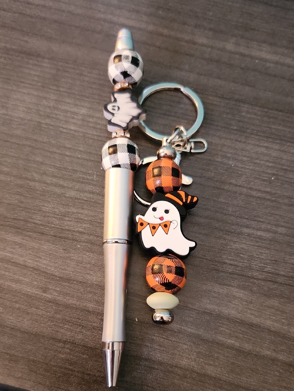 Halloween Ghost Beaded Pen & Keychain
